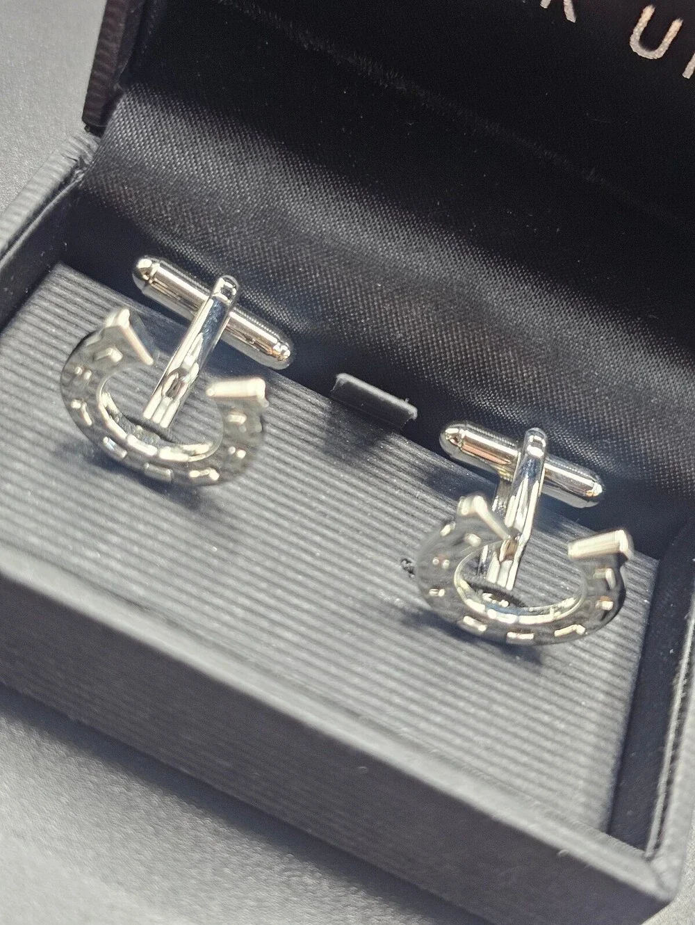 Link Up Silver Horseshoe Cufflinks in Original Box